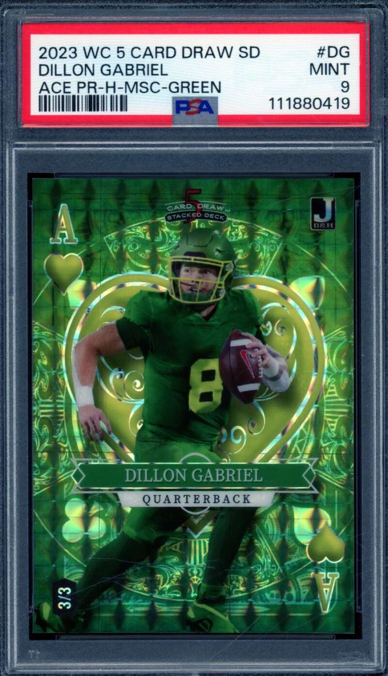 Dillon Gabriel Rookie Card 2023 Wild Card Draw MSC Green (3/3) #DG PSA 9 Image 1