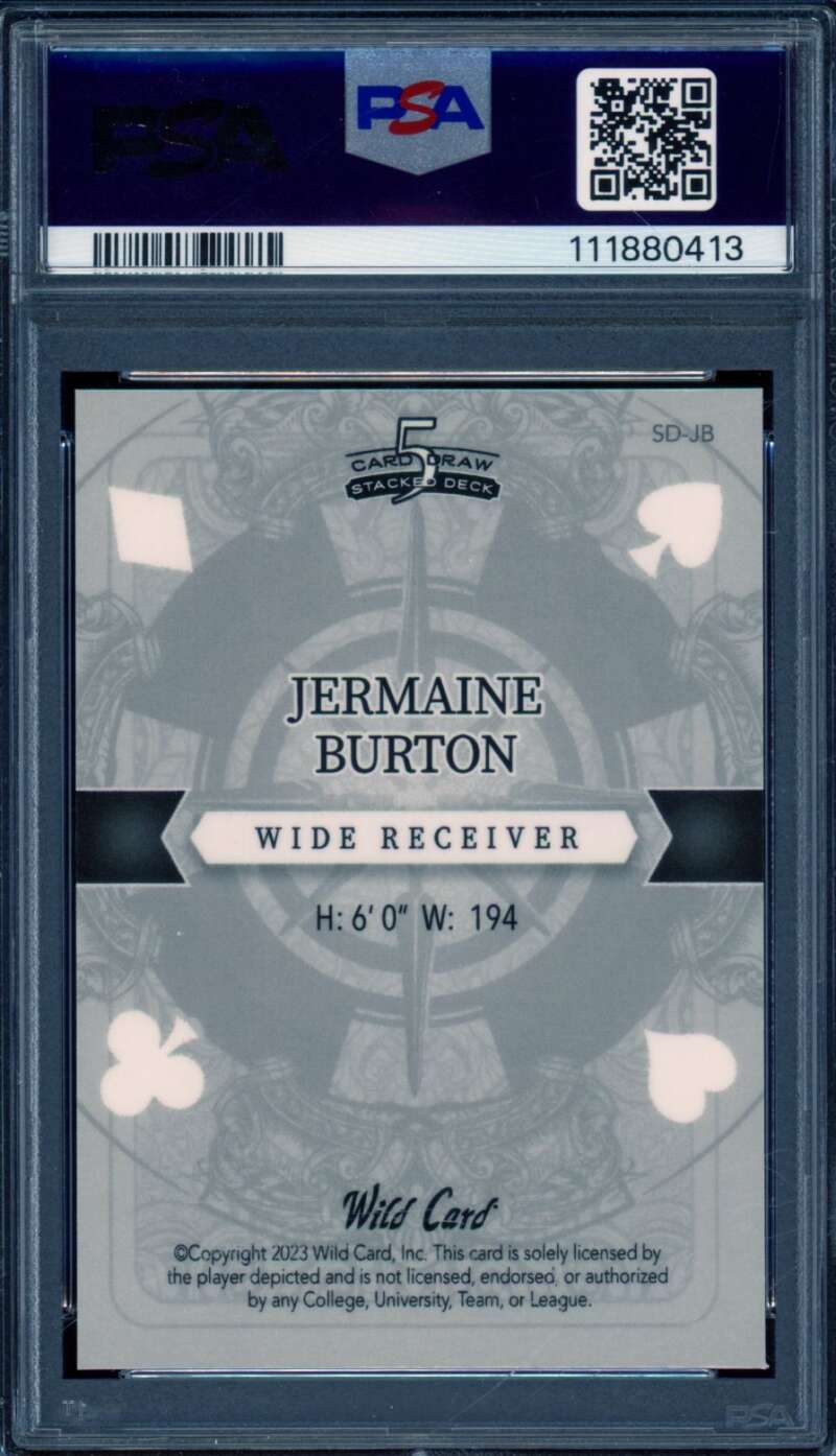 Jermaine Burton Rookie Card 2023 Wild Card King Blue (1/2) #JB PSA 8 Image 2