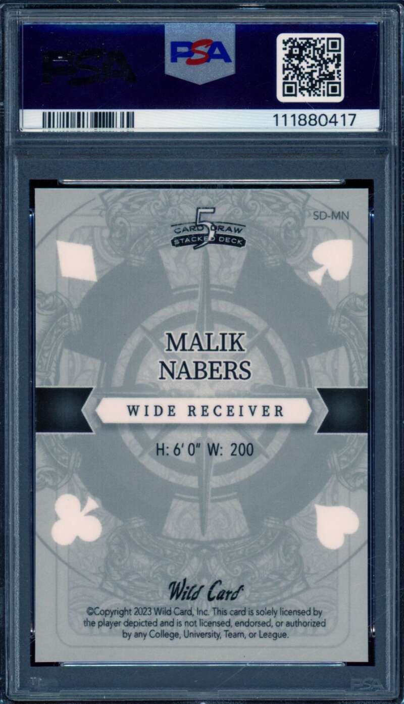 Malik Nabers Rookie Card 2023 Wild Card PR Purple (1/4) #MN PSA 9 Image 2