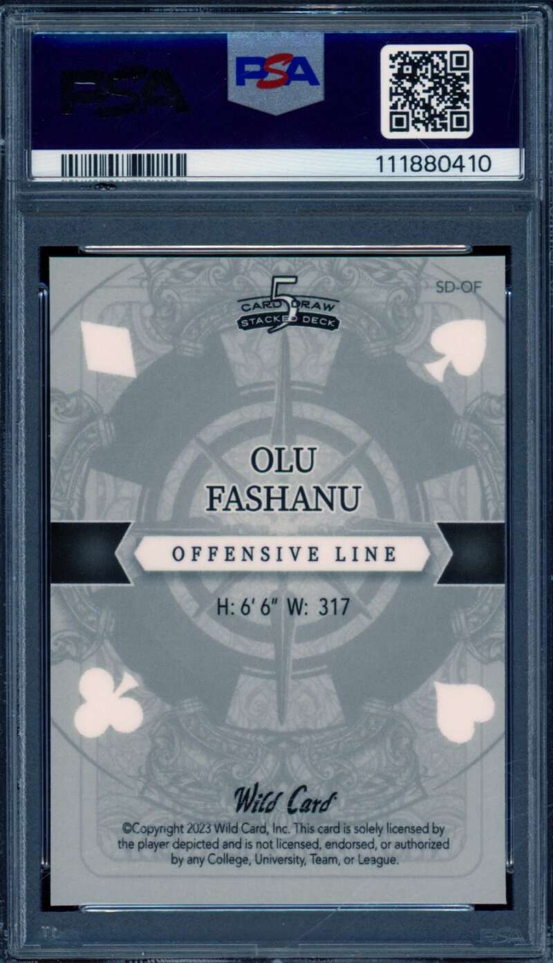 Olu Fashanu Rookie Card 2023 Wild Card Gem Queen Pink (1/1) PSA 10 Image 2