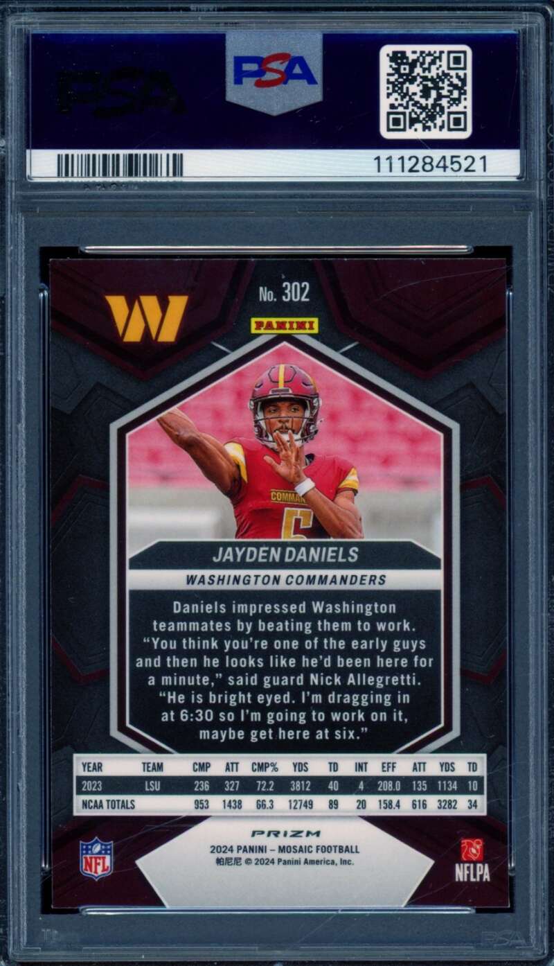 Jayden Daniels Card 2024 Mosaic Mosaic #302 PSA 9 Image 2