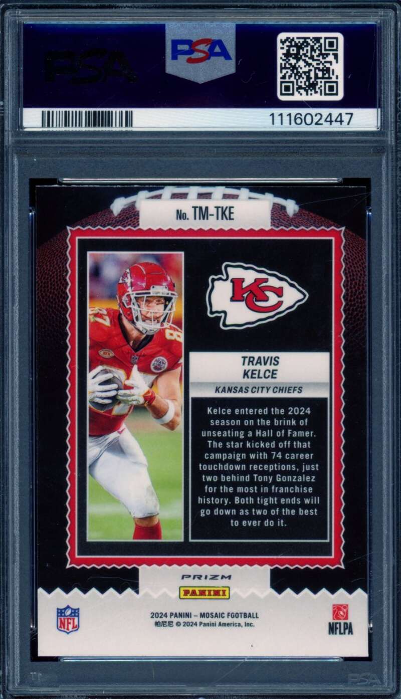 Travis Kelce Card 2024 Mosaic Touchdown Masters Mosaic (pop 5) #Tmtke PSA 10 Image 2