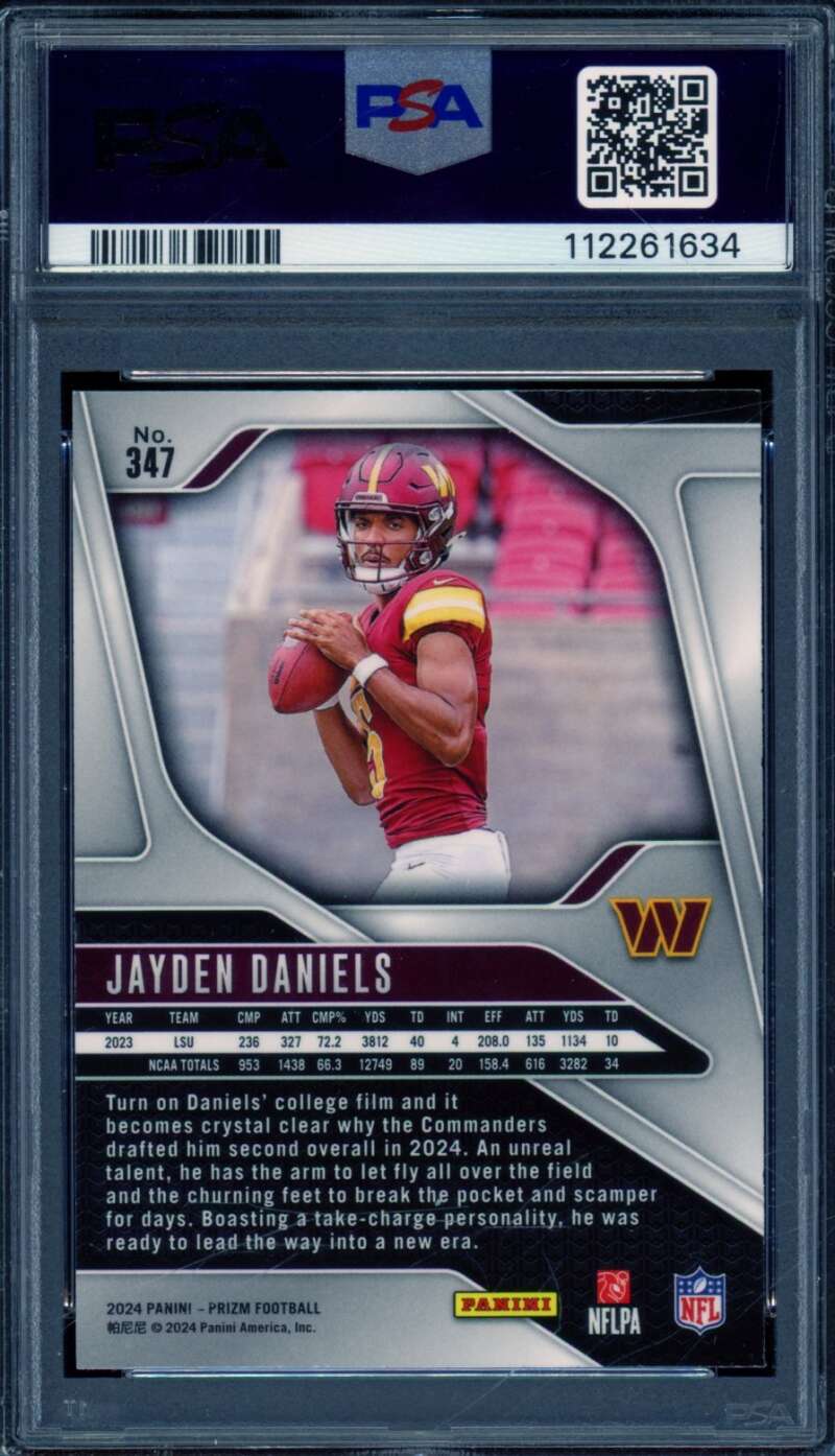 Jayden Daniels Rookie Card 2024 Prizm #347 PSA 10 Image 2