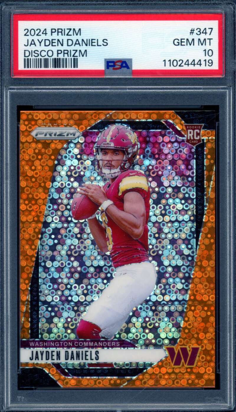 Jayden Daniels Rookie Card 2024 Prizm Disco Prizm #347 PSA 10 Image 1