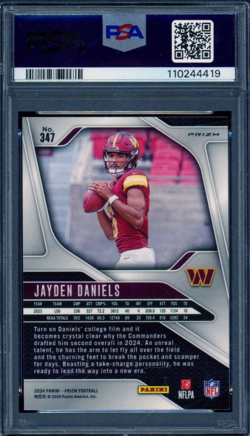 Jayden Daniels Rookie Card 2024 Prizm Disco Prizm #347 PSA 10 Image 2