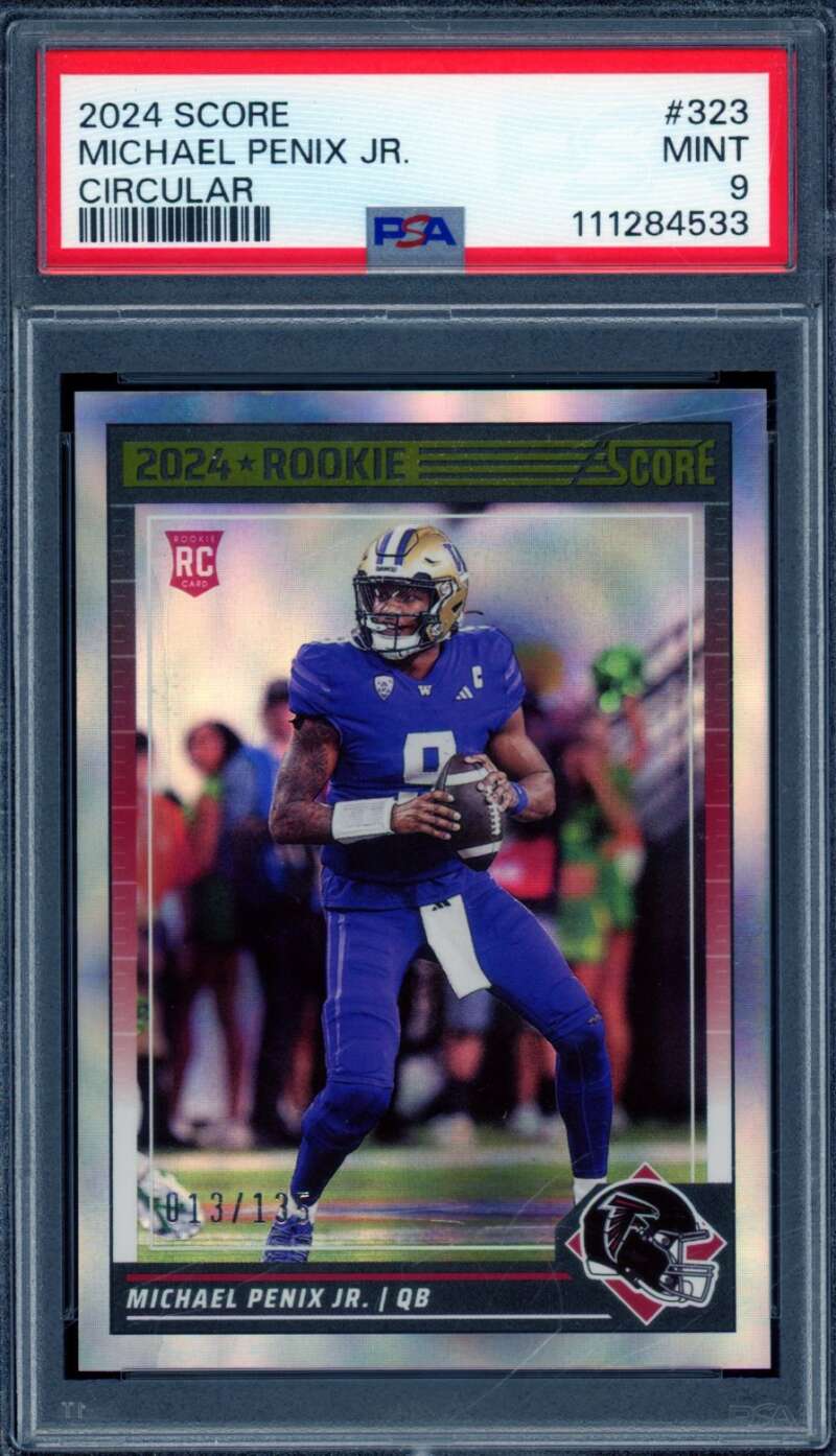 Michael Penix Jr. Rookie Card 2024 Score Circular (13/135) #323 PSA 9 Image 1