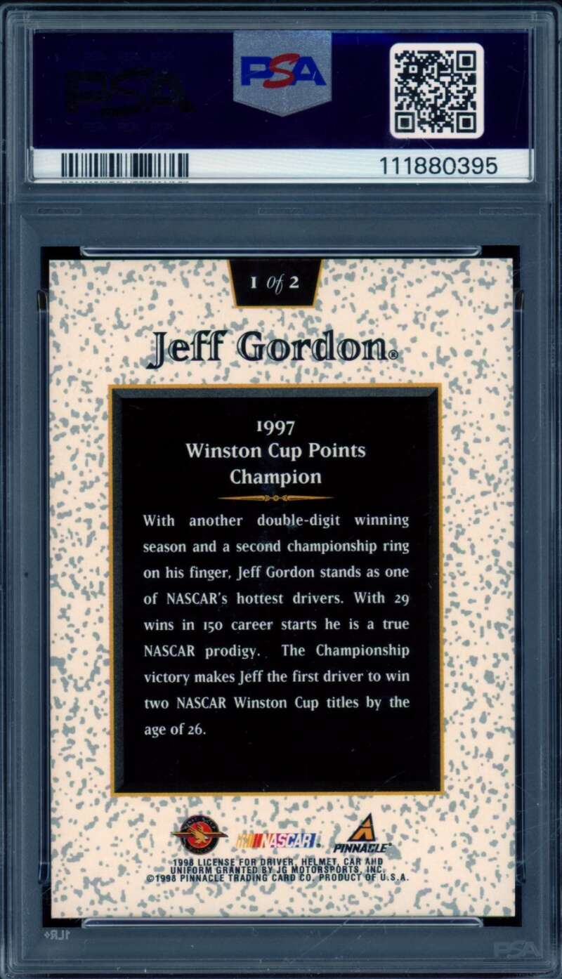 Jeff Gordon Card 1998 Pinnacle Mint Championship Mint (pop 1) #1 PSA 8 Image 2