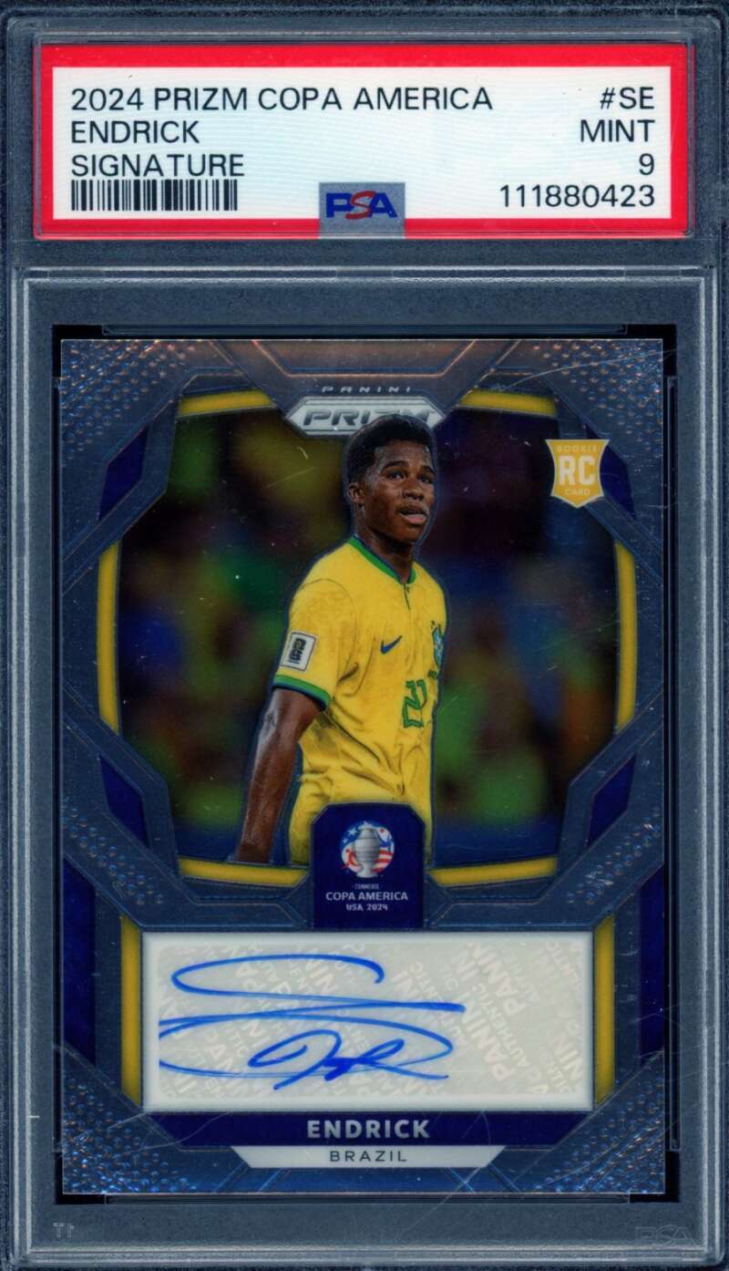 Endrick Card 2024 Prizm Copa America Signature #SE PSA 9 Image 1