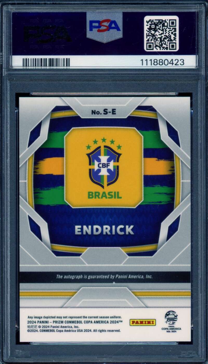 Endrick Card 2024 Prizm Copa America Signature #SE PSA 9 Image 2