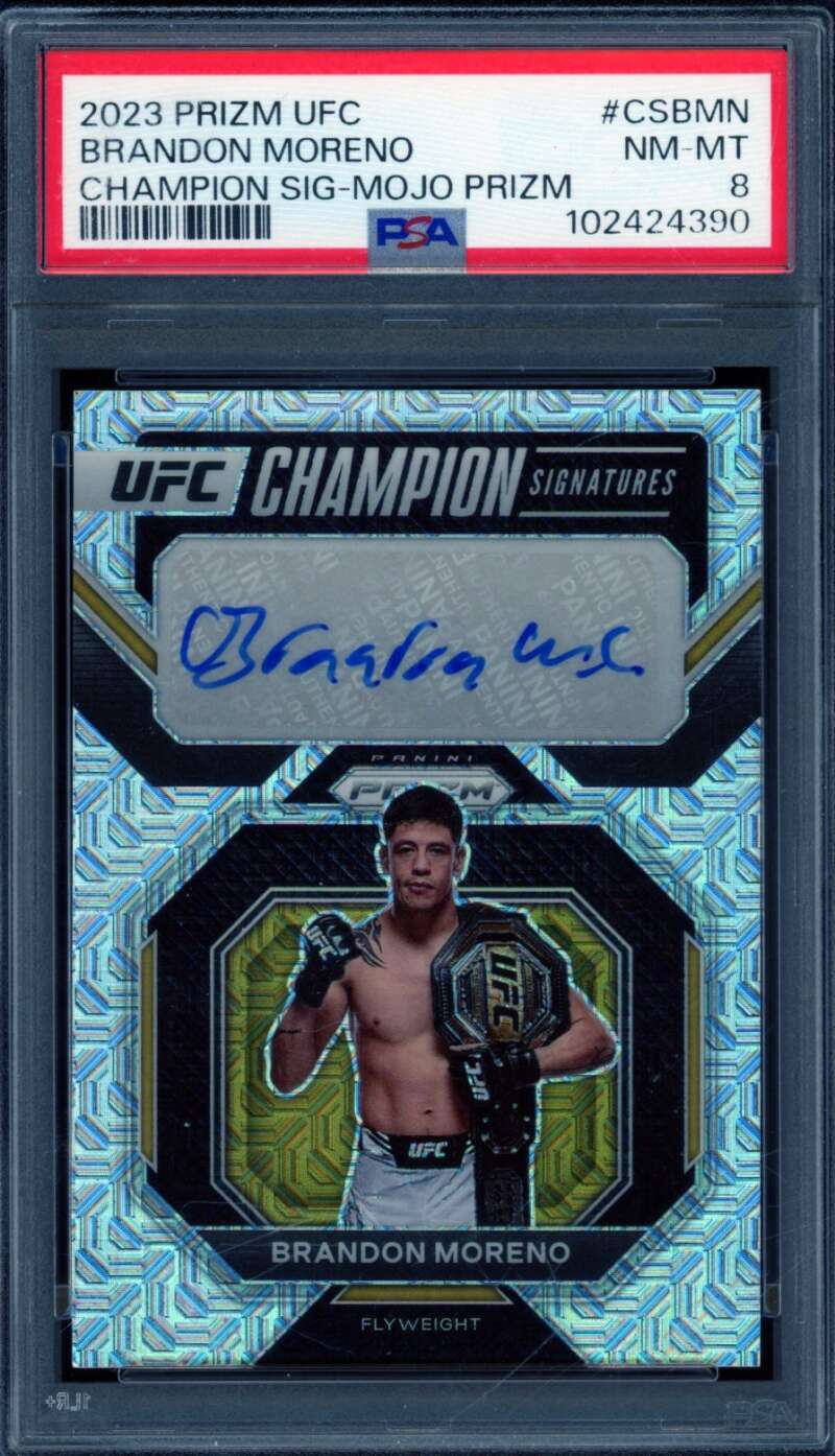 Brandon Moreno Card 2023 Prizm UFC Champion Sig Mojo Prizm (1/25) #CSBMN PSA 8 Image 1