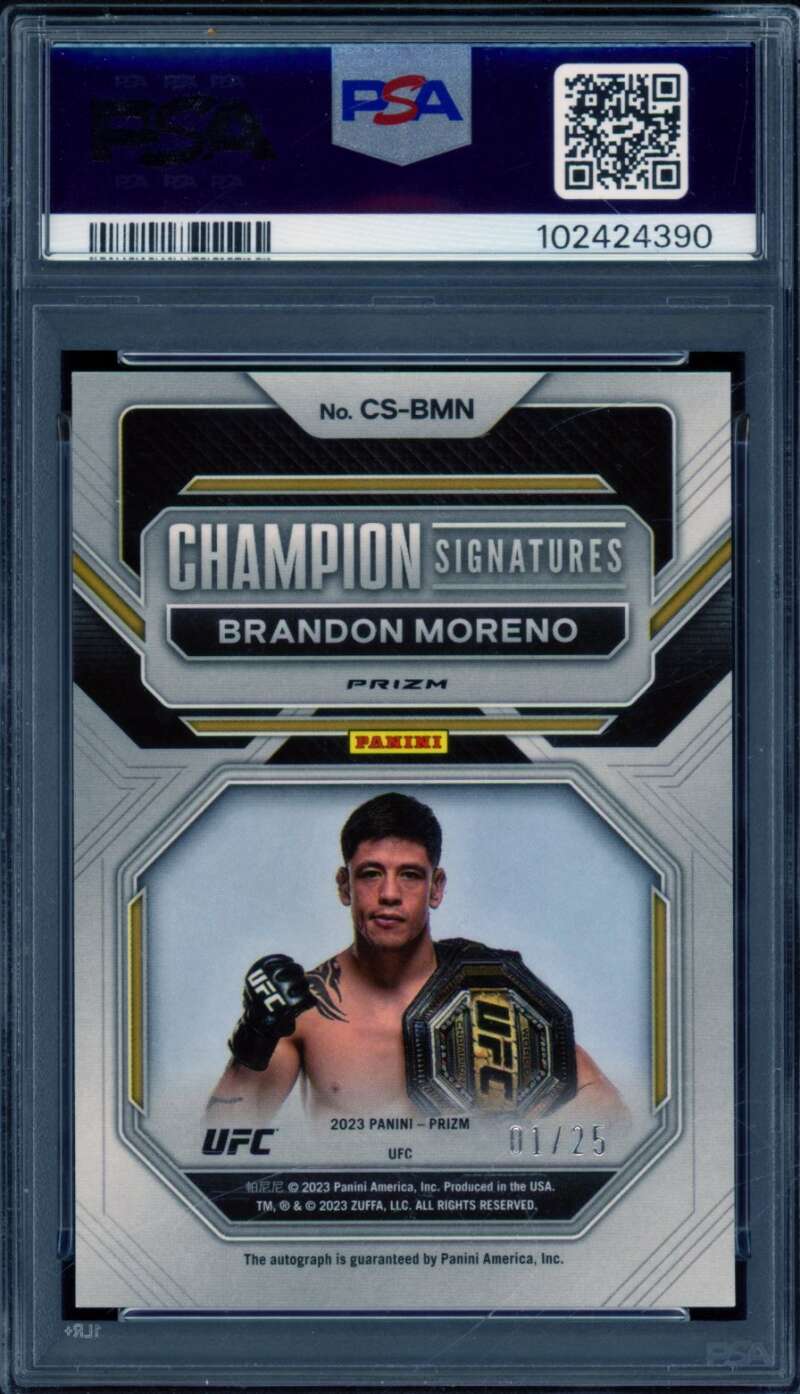 Brandon Moreno Card 2023 Prizm UFC Champion Sig Mojo Prizm (1/25) #CSBMN PSA 8 Image 2