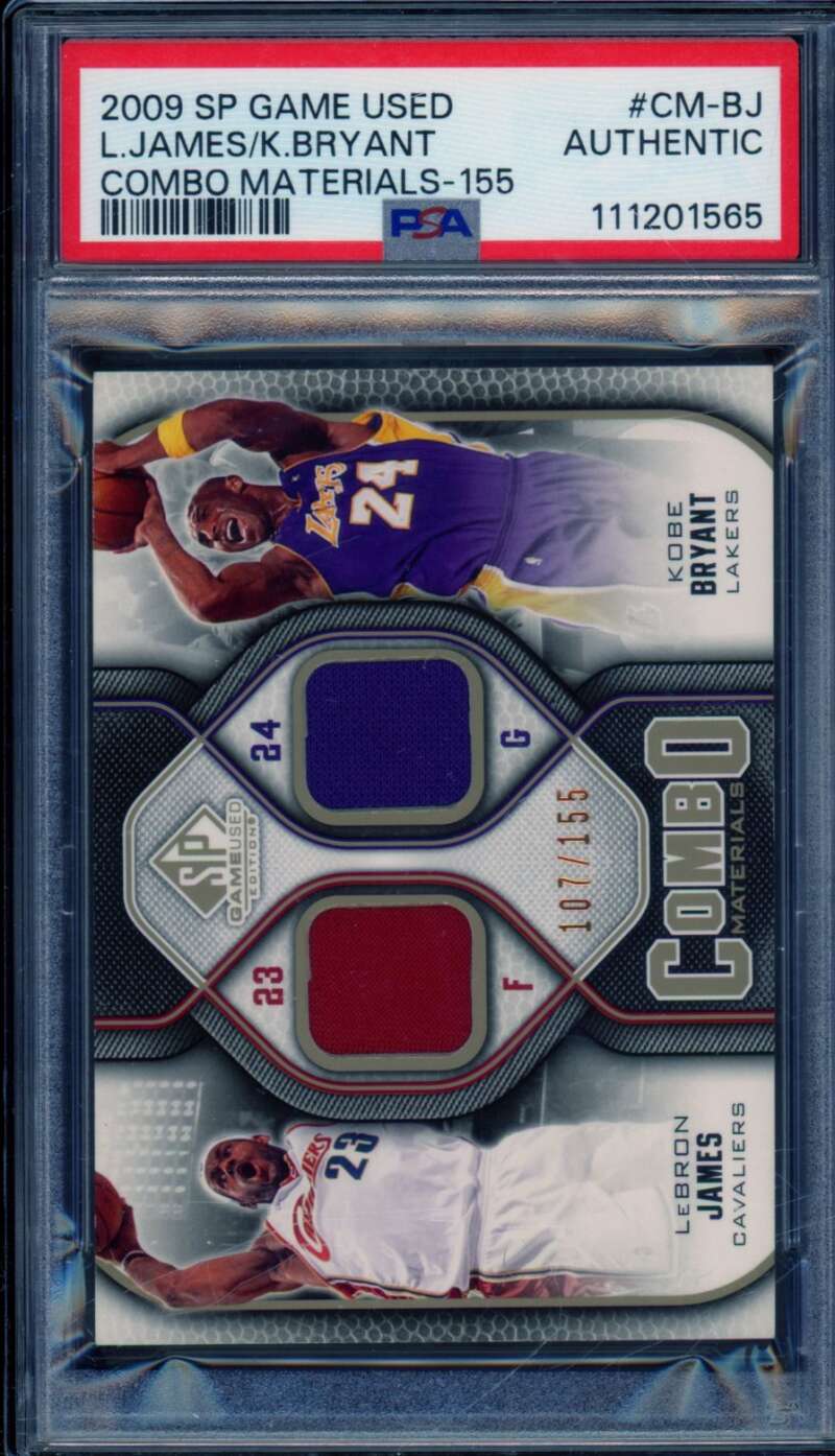 LeBron James/Kobe Bryant 2009-10 SP Game Used Materials #CM-BJ PSA Authentic Image 1