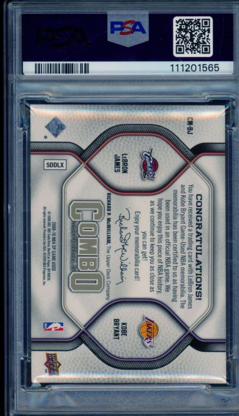 LeBron James/Kobe Bryant 2009-10 SP Game Used Materials #CM-BJ PSA Authentic Image 2
