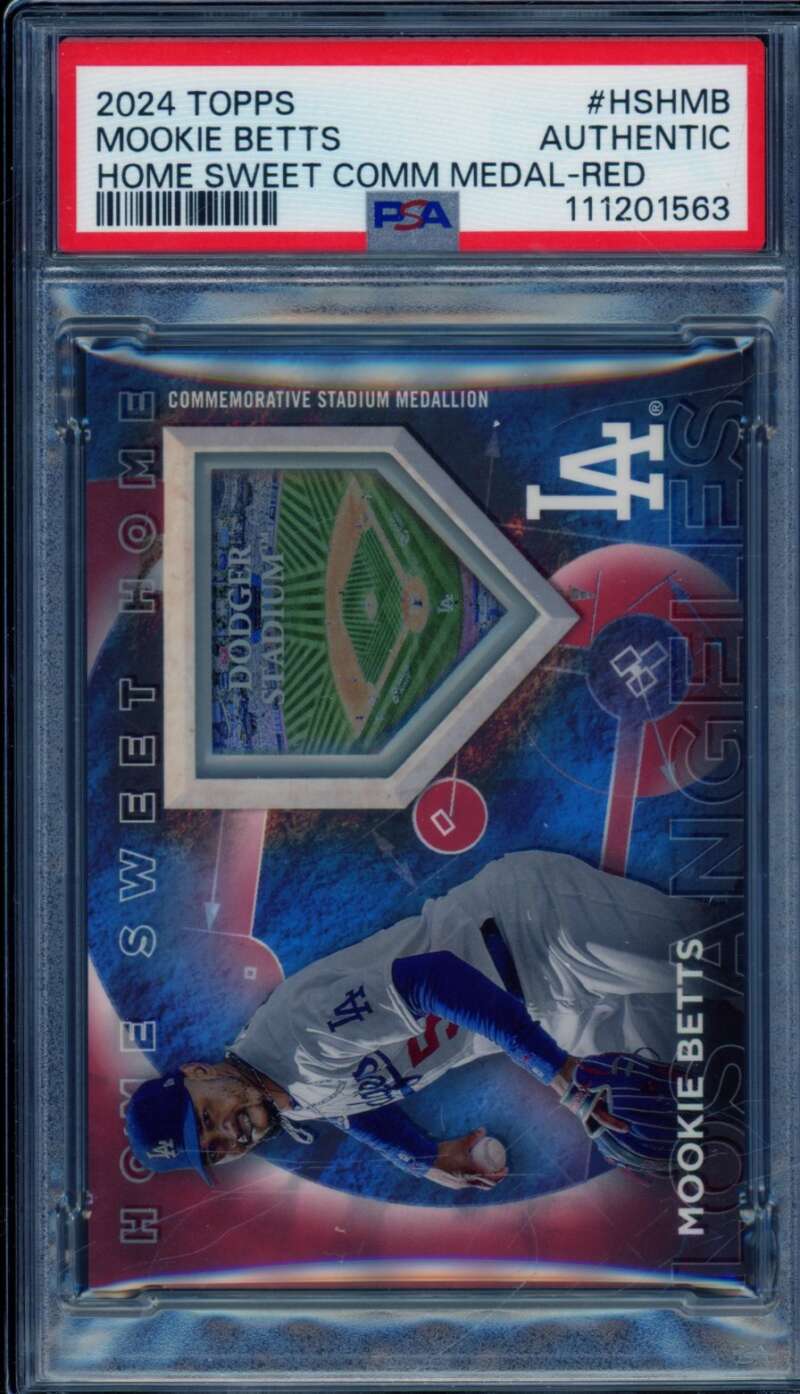 Mookie Betts 2024 Topps Home Sweet Comm Medal Red (8/10) #HSHMB PSA Authentic Image 1