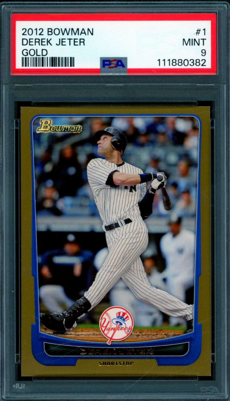 Derek Jeter Card 2012 Bowman Gold #1 PSA 9 Image 1