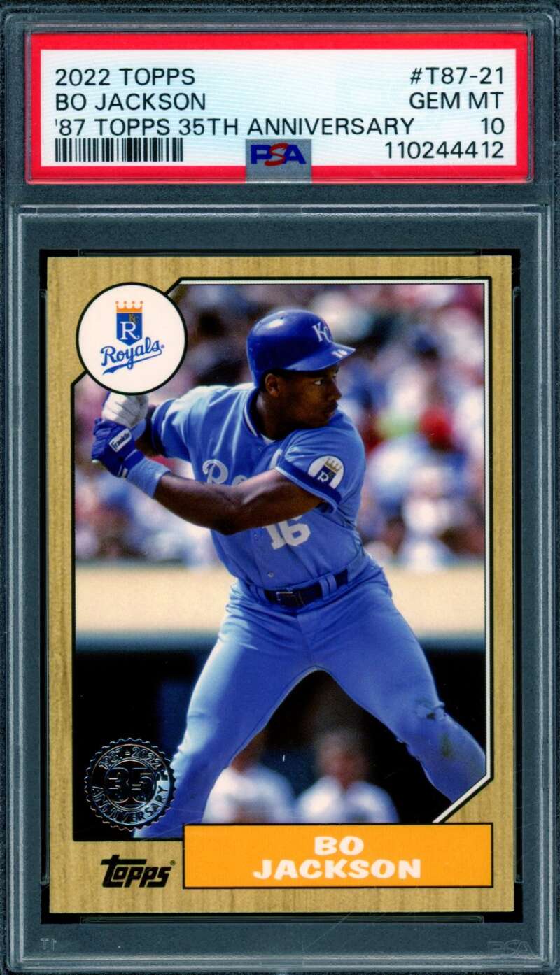 Bo Jackson Card 2022 Topps 87 Topps 35th Anniversary (pop 18) #T87-21 PSA 10 Image 1