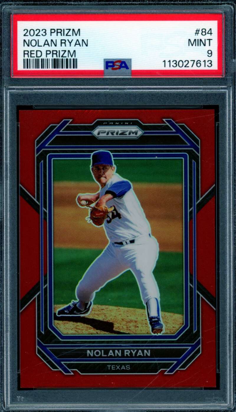Nolan Ryan Card 2023 Prizm Red Prizm (pop 2) #84 PSA 9 Image 1