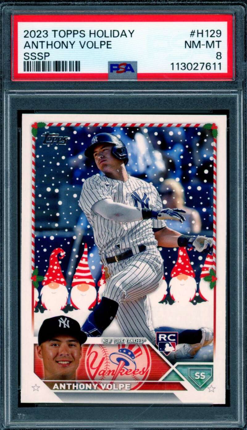 Anthony Volpe Rookie Card 2023 Topps Holiday SSSP #H129 PSA 8 Image 1