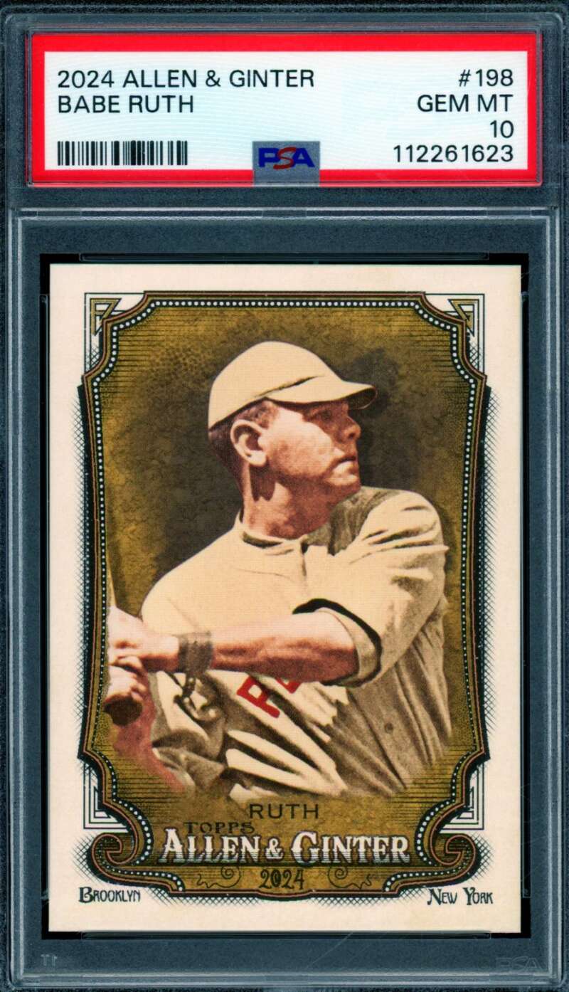 Babe Ruth Card 2024 Allen Ginter #198 PSA 10 Image 1