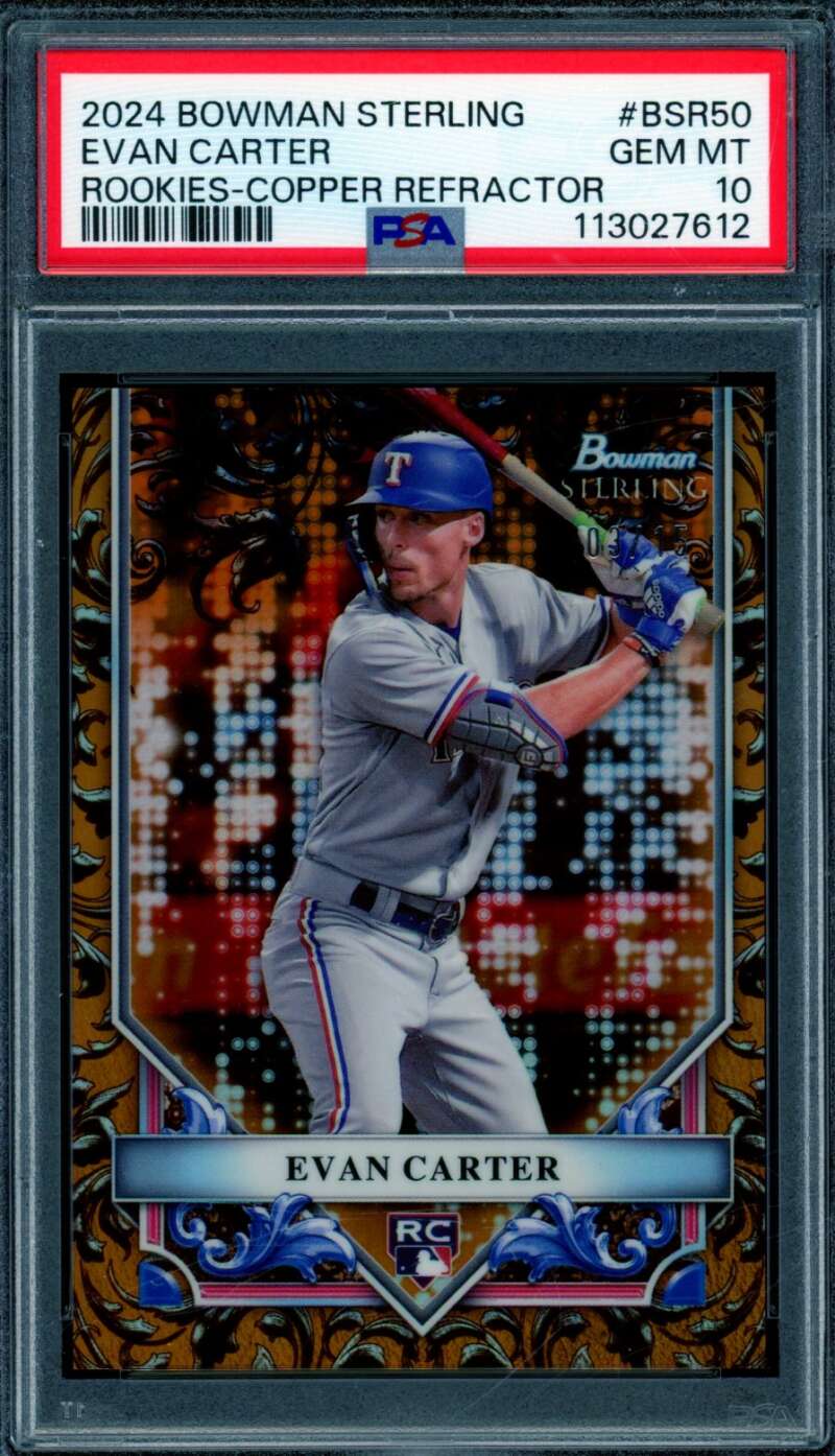 Evan Carter 2024 Bowman Sterling Rookies Copper Refractor (3/15) #BSR50 PSA 10 Image 1