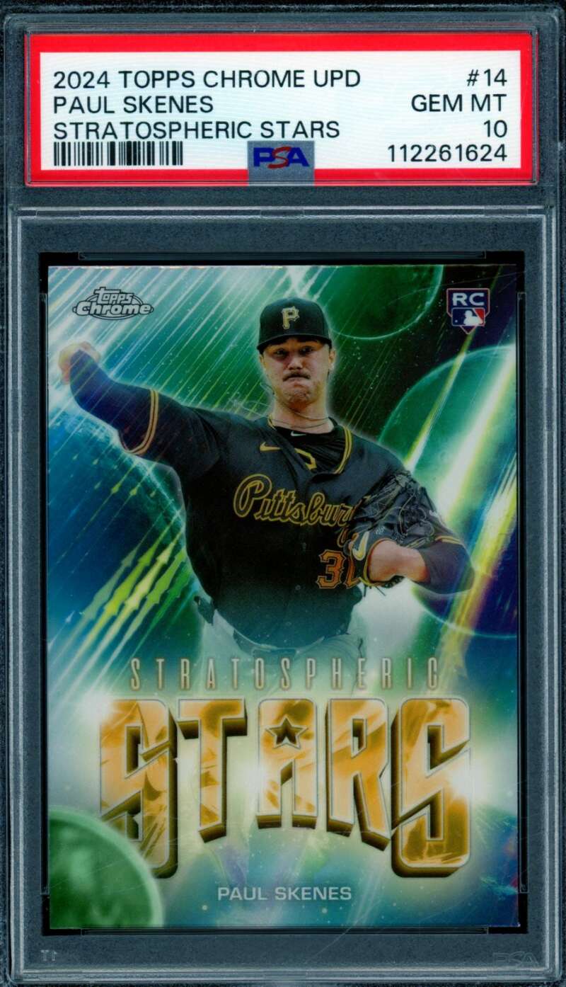 Paul Skenes Rookie Card 2024 Topps Chrome Update Stratospheric Stars #14 PSA 10 Image 1