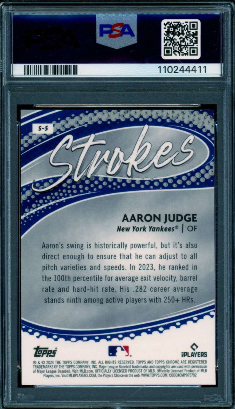 Aaron Judge Card 2024 Topps Chrome Strokes #S5 PSA 9 Image 2