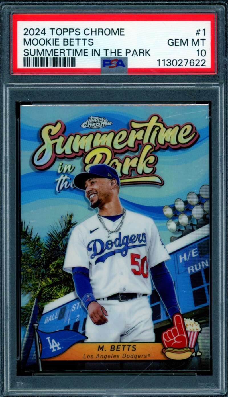 Mookie Betts Card 2024 Topps Chrome Summertime In The Park #1 PSA 10 Image 1