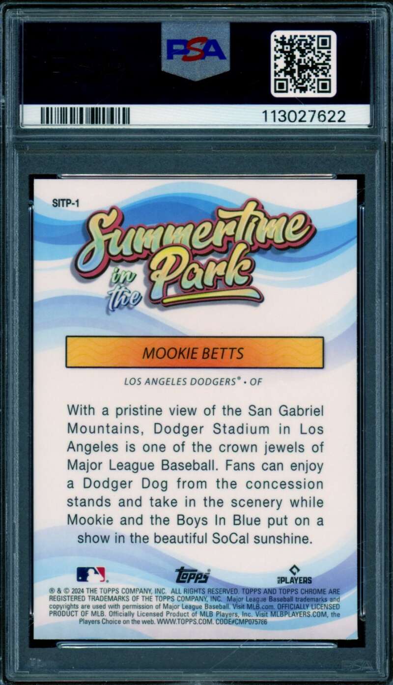 Mookie Betts Card 2024 Topps Chrome Summertime In The Park #1 PSA 10 Image 2