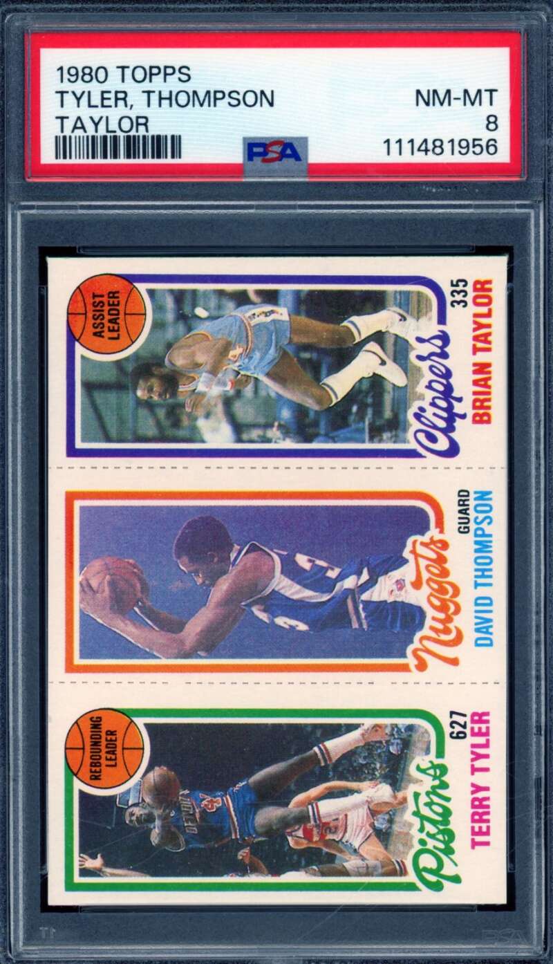 Terry Tyler David Thompson Bryan Taylor Card 1980-81 Topps #108 PSA 8 Image 1