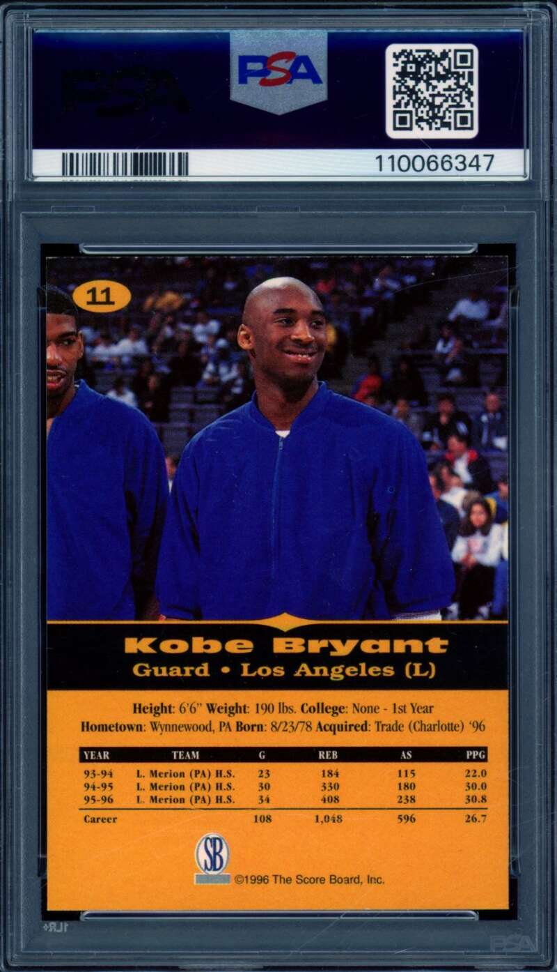 Kobe Bryant Rookie Card 1996 All Sport PPF #11 PSA 8 Image 2