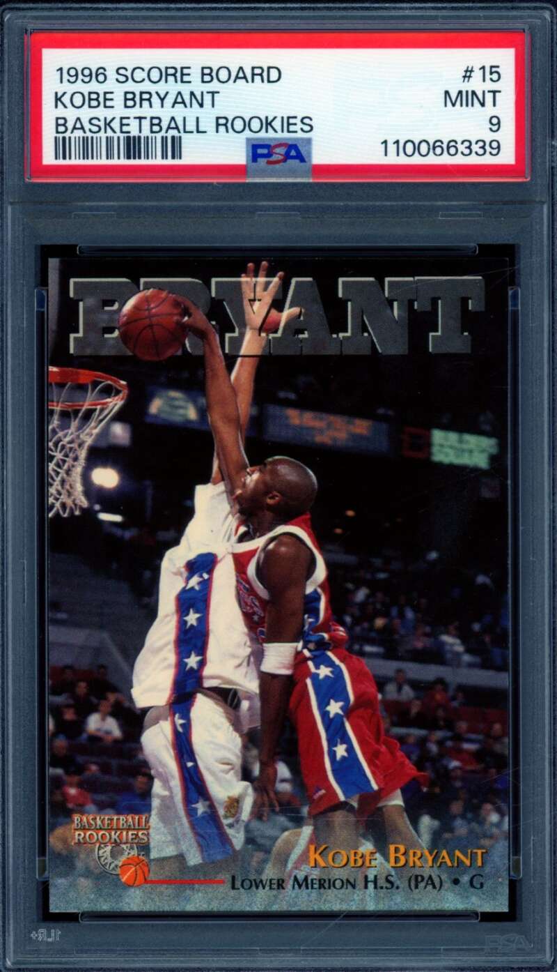 Kobe Bryant Rookie Card 1996 Score Board #15 PSA 9 Image 1