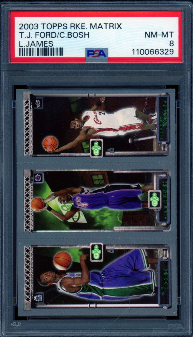 LeBron James/T.J. Ford/Chris Bosh Rookie 2003-04 Topps Rookie Matrix #PA PSA 8 Image 1