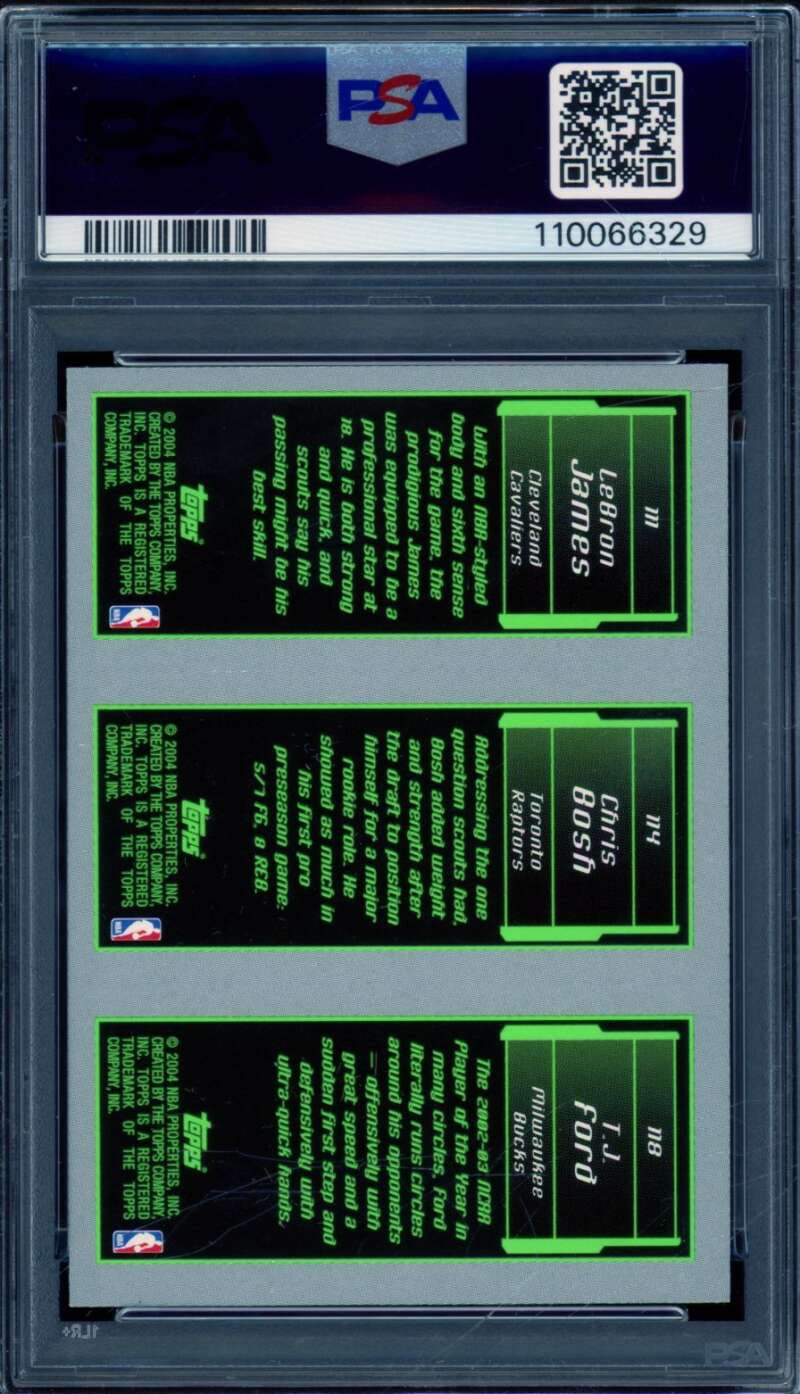 LeBron James/T.J. Ford/Chris Bosh Rookie 2003-04 Topps Rookie Matrix #PA PSA 8 Image 2