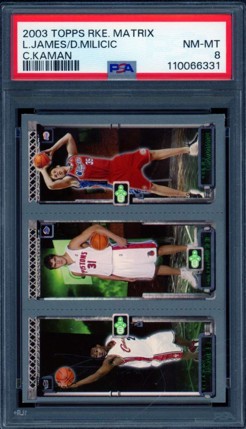 LeBron James/Darko Milicic/Chris Kaman Rookie 2003-04 Topps Matrix #nno PSA 8 Image 1