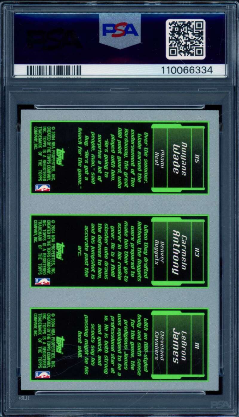 LeBron James/Anthony/Dwyane Wade Rookie 2003-04 Topps Rookie Matrix #PA PSA 9 Image 2