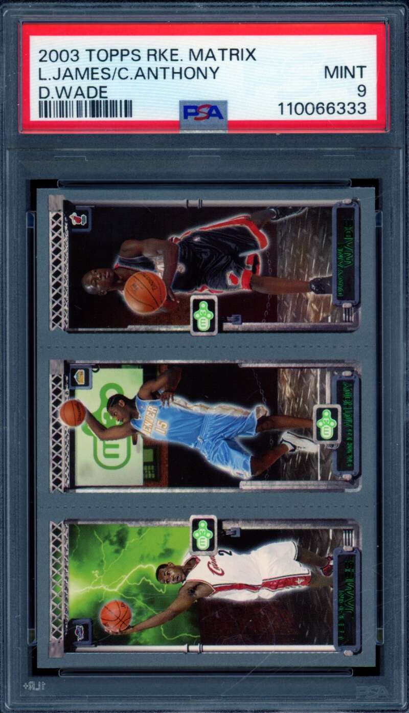 LeBron James/Anthony/Dwyane Wade Rookie 2003-04 Topps Rookie Matrix #PA PSA 9 Image 1