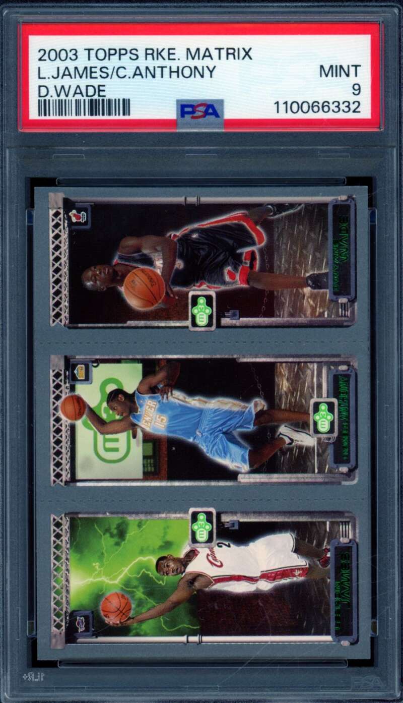 LeBron James/Anthony/Dwyane Wade Rookie 2003-04 Topps Rookie Matrix #PA PSA 9 Image 1