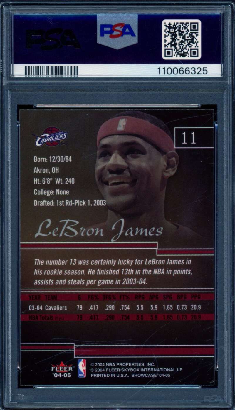 LeBron James Card 2004-05 Fleer Showcase #11 PSA 8 Image 2