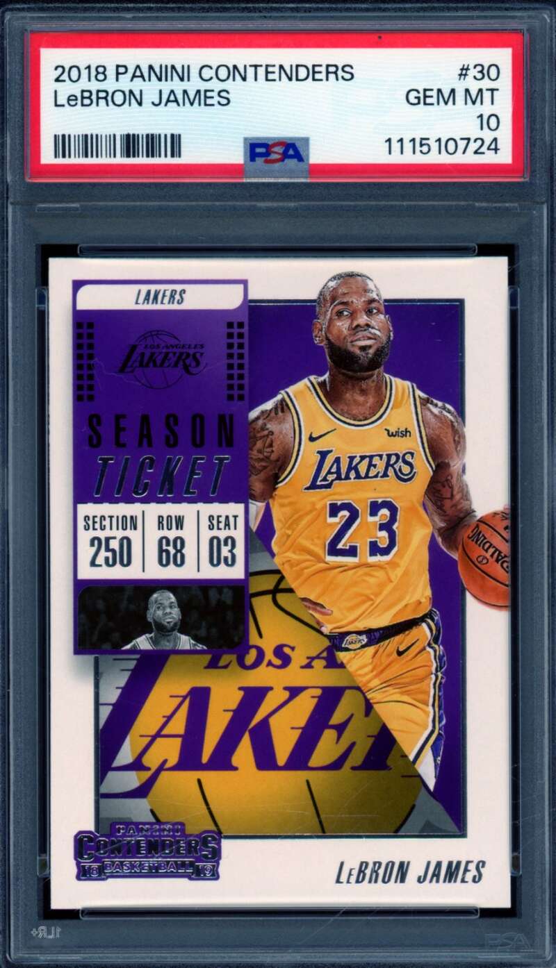 LeBron James Card 2018-19 Panini Contenders #30 PSA 10 Image 1