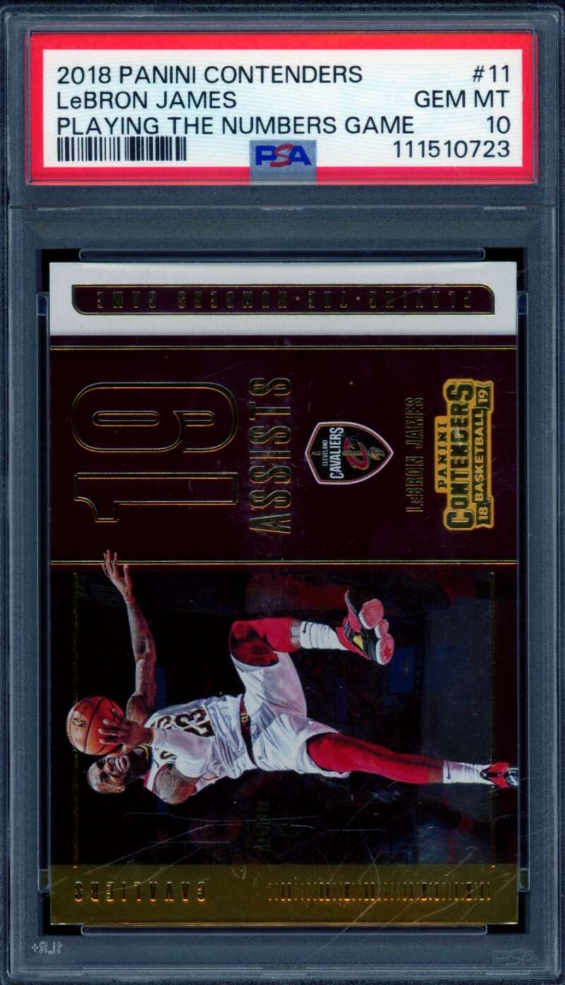 LeBron James Card 2018-19 Panini Contenders Playing The Numbers Game #11 PSA 10 Image 1