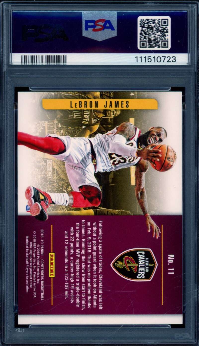 LeBron James Card 2018-19 Panini Contenders Playing The Numbers Game #11 PSA 10 Image 2