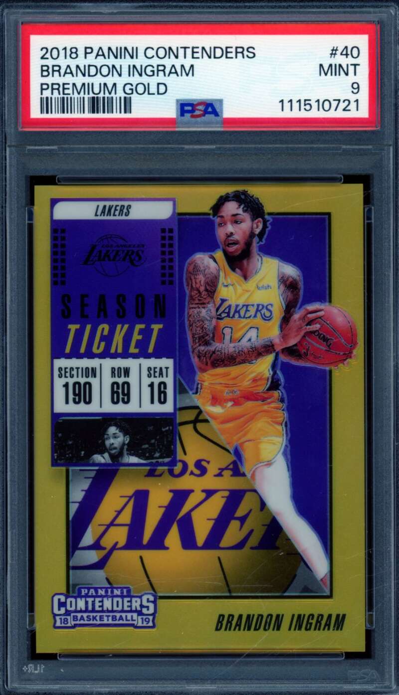 Brandon Ingram Card 2018-19 Panini Contenders Premium Gold (3/10) #40 PSA 9 Image 1