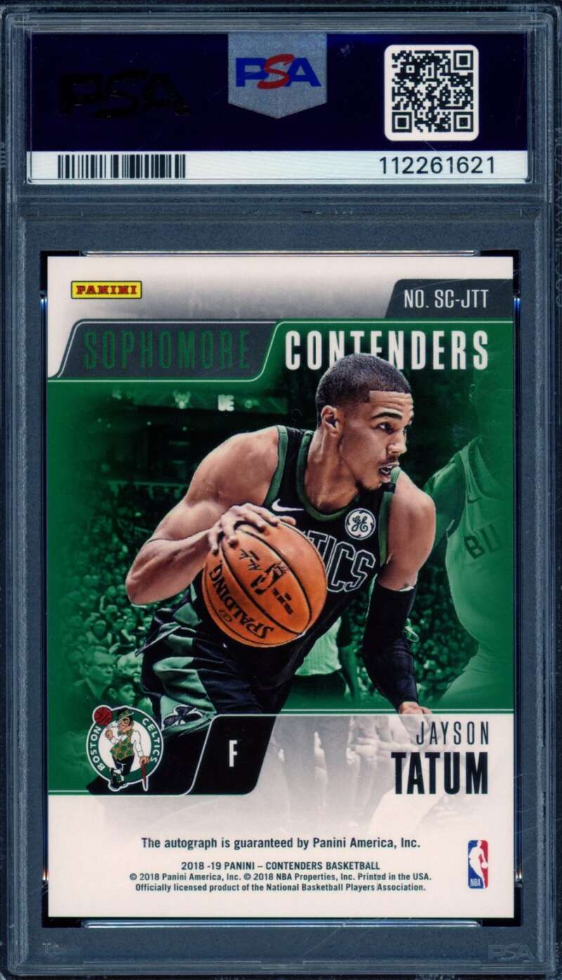 Jayson Tatum 2018-19 Panini Contenders Sophomore Contenders Auto #SCJTT PSA 10 Image 2