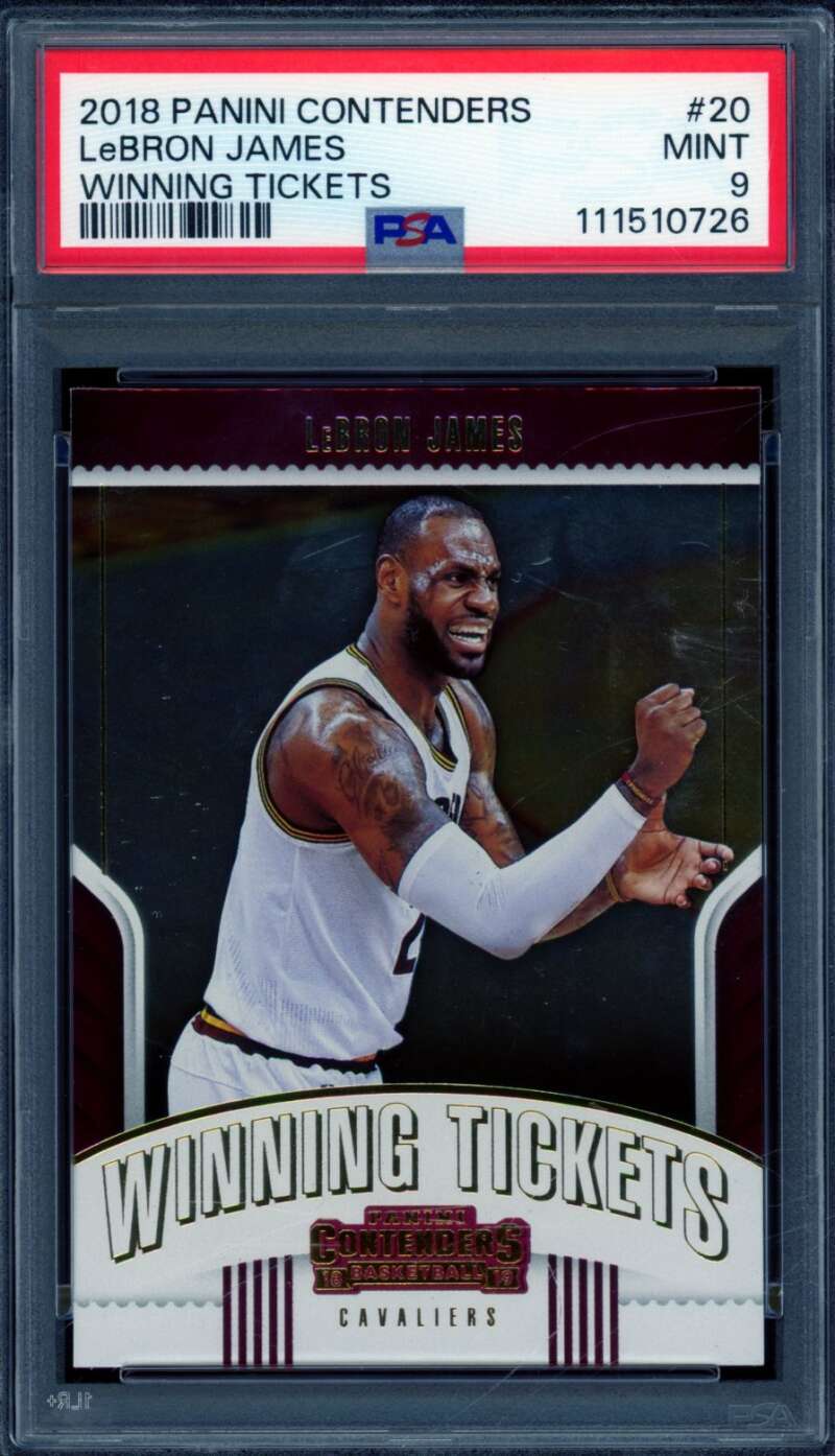 LeBron James Card 2018-19 Panini Contenders Winning Ticket #20 PSA 9 Image 1