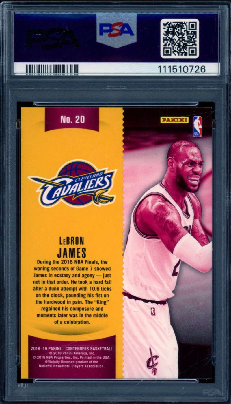 LeBron James Card 2018-19 Panini Contenders Winning Ticket #20 PSA 9 Image 2