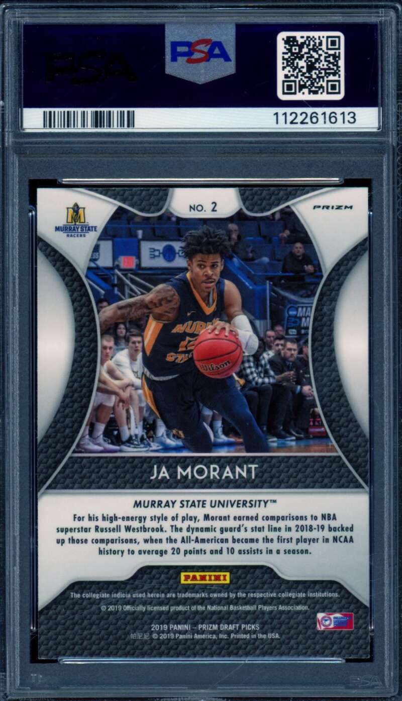 Ja Morant Rookie Card 2019-20 Panini Prizm DP Pink Pulsar Prizm #2 PSA 10 Image 2