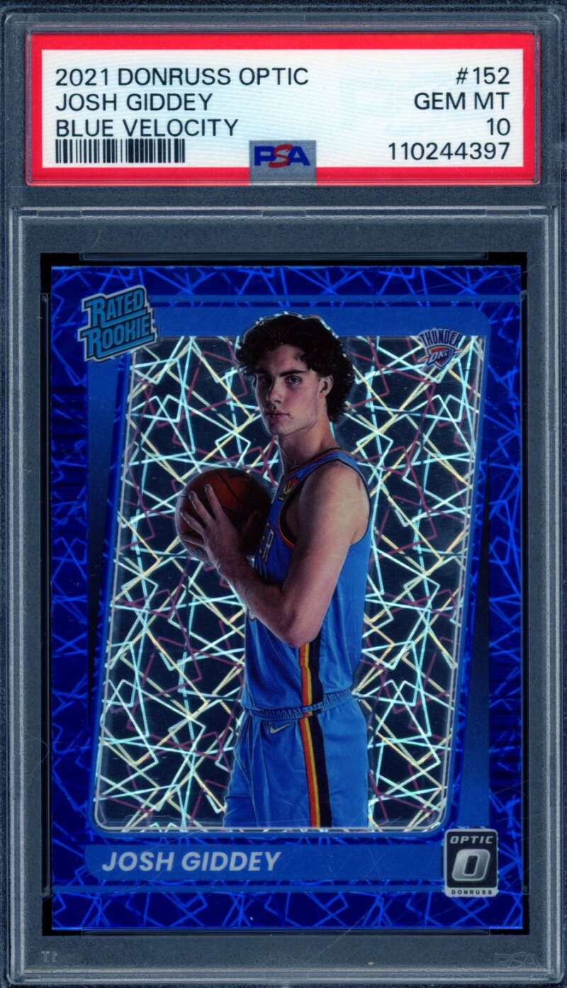 Josh Giddey Rookie Card 2021-22 Donruss Optic Blue Velocity #152 PSA 10 Image 1