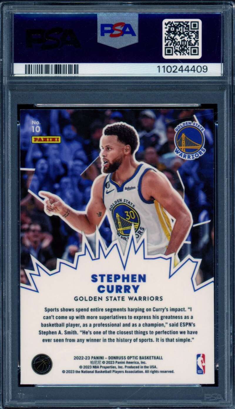 Stephen Curry Card 2022-23 Donruss Optic My House #10 PSA 10 Image 2
