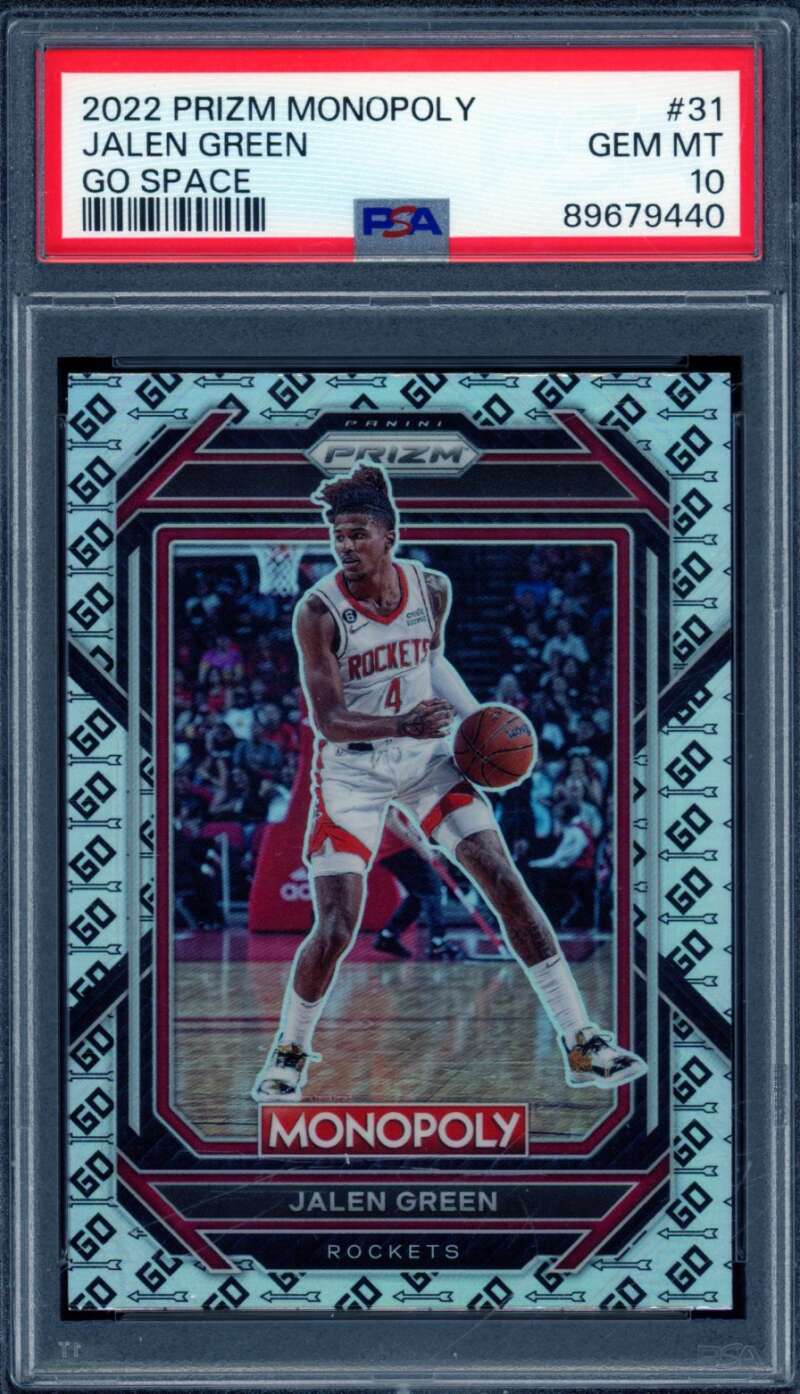 Jalen Green Card 2022-23 Prizm Monopoly Go Space (pop 7) #31 PSA 10 Image 1