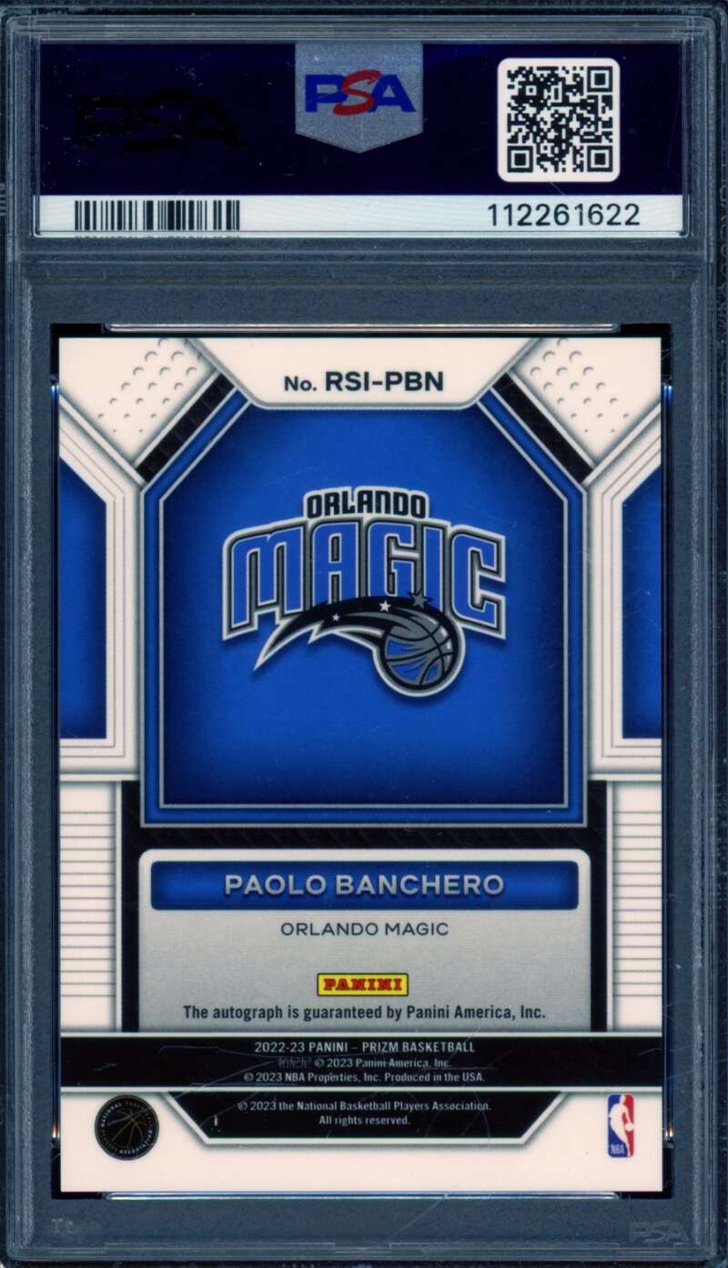 Paolo Banchero Rookie Card 2022-23 Prizm Rookie Signatures #RSIPBN PSA 10 Image 2